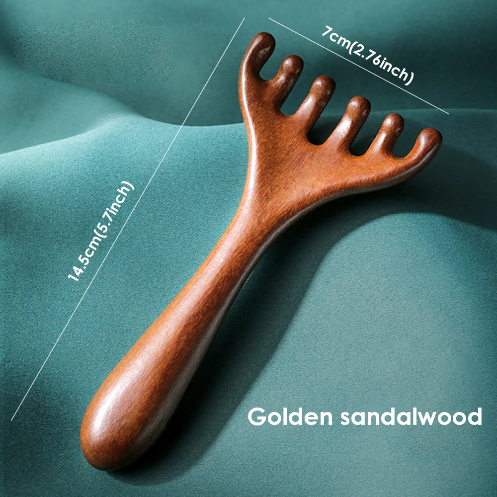 Wooden Meridian Head Massager