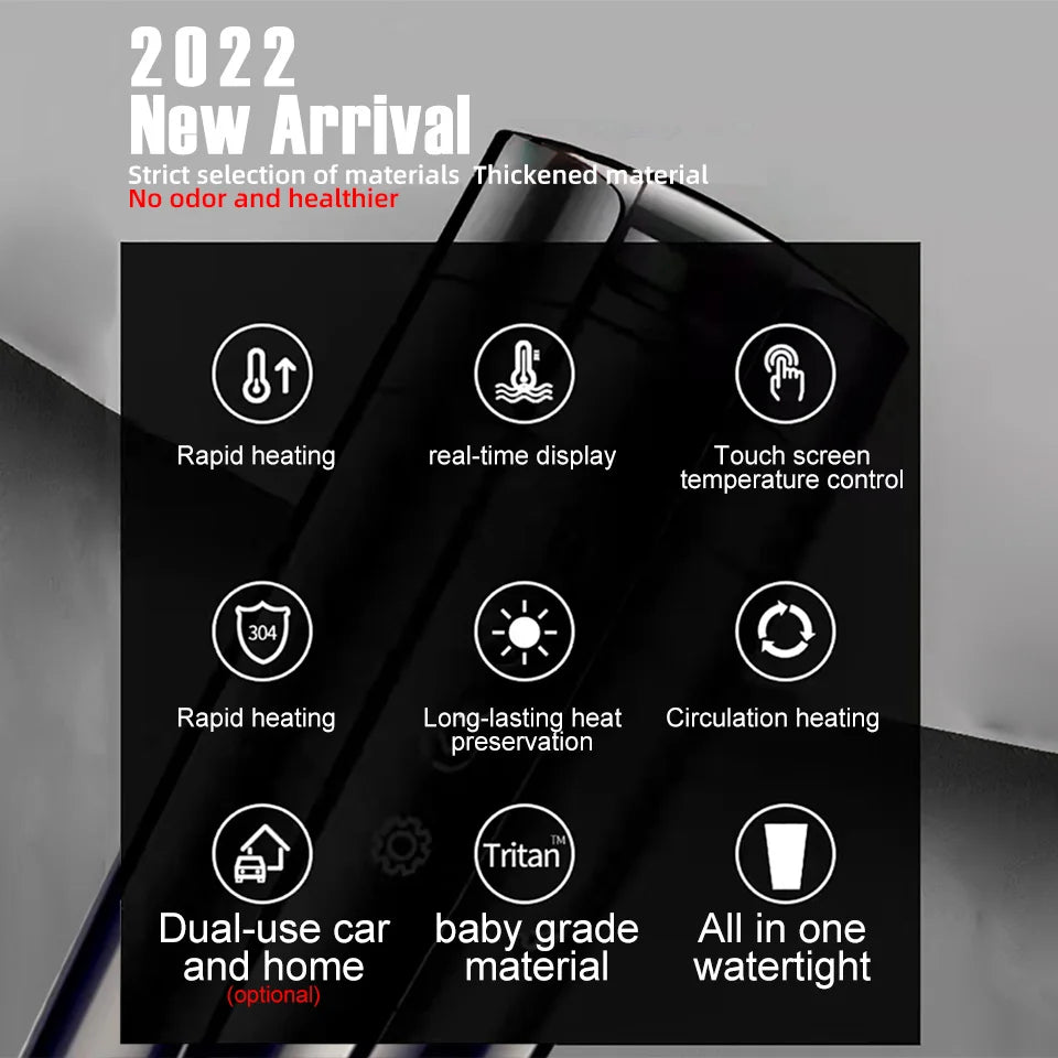 Smart Travel Coffee Mug Warmer with LCD Display