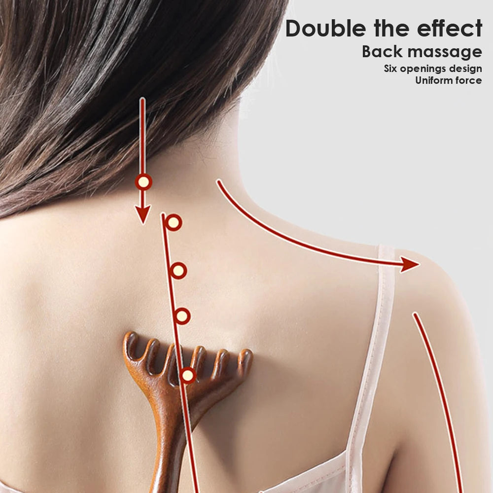 Wooden Meridian Head Massager