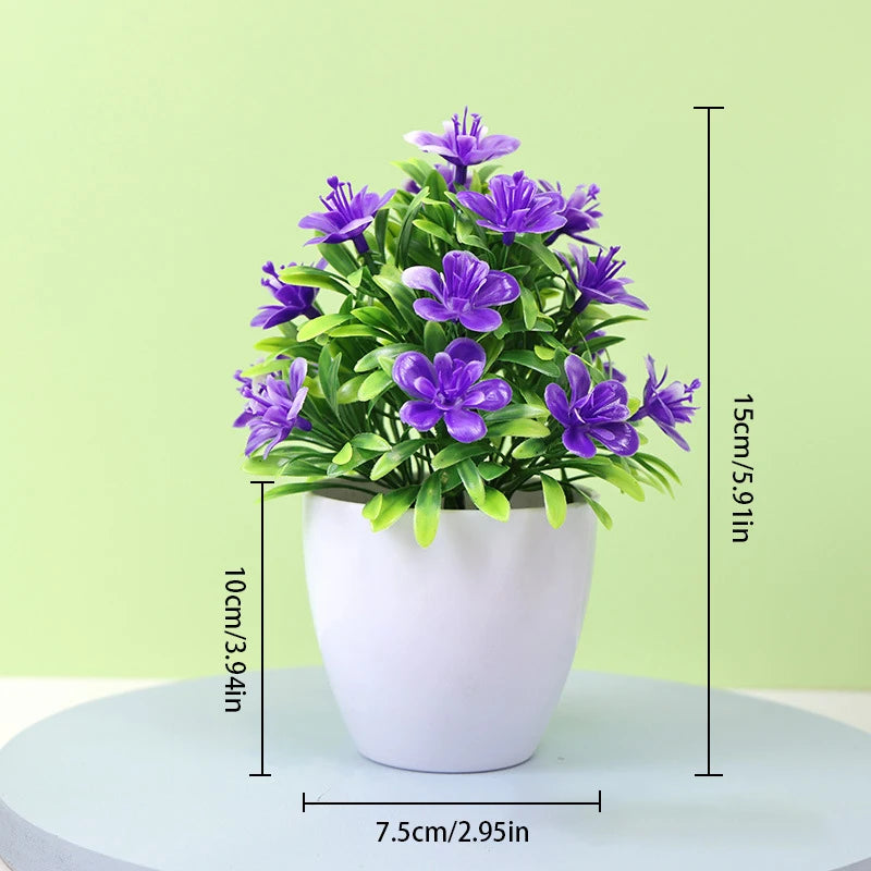 1pc Artificial Flowers Five Leaf Plum Small Potted Plants Can Be Placed Indoors And Outdoors Suitable For Home Decoration